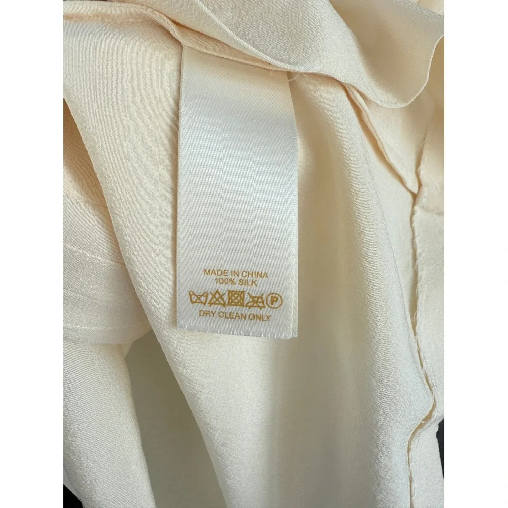A2 Kate Spade Silk Blouse Cream Sleeveless Split Neck Pleated Front Career Top 4